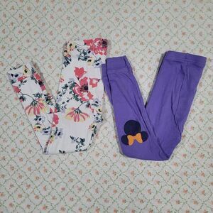 GAP Disney Size 4 White Floral Purple Minnie Leggings